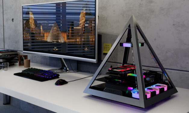 El extravagante gabinete de AZZA con forma de pirámide. Para armar tu PC con estilo